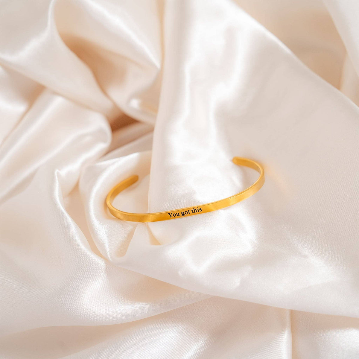 18K Gold PVD You Got This Engraved Bangle Bracelet: Gold WJW