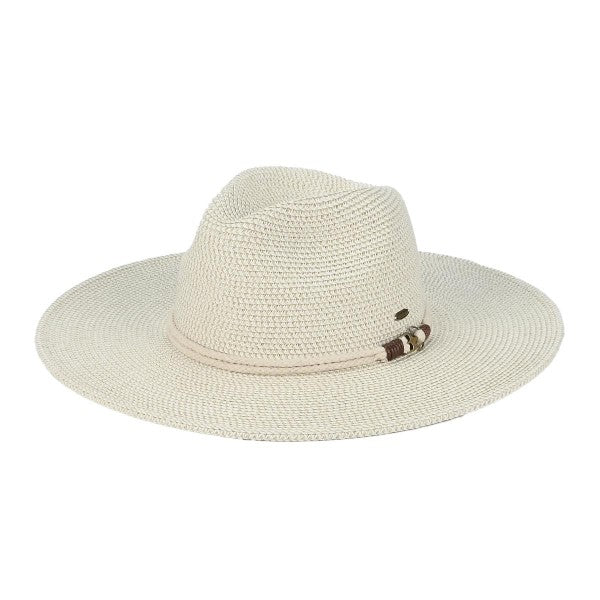 Wide Brim Sunhat With Anchor Rope Trim Band Cream