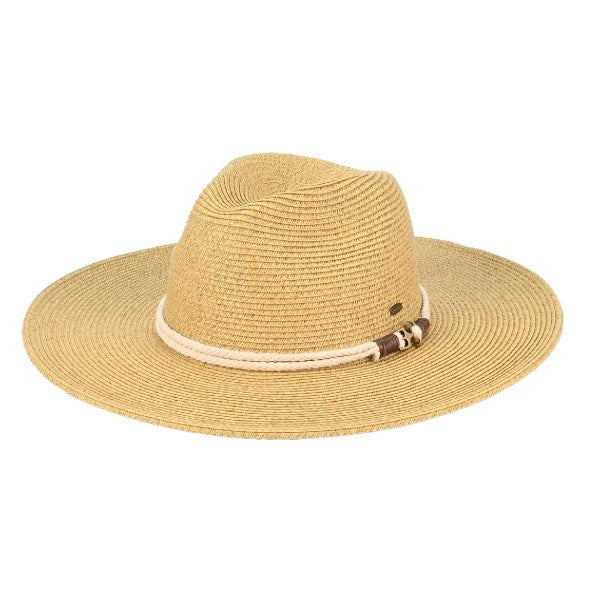 Wide Brim Sunhat With Anchor Rope Trim Band Dark natural