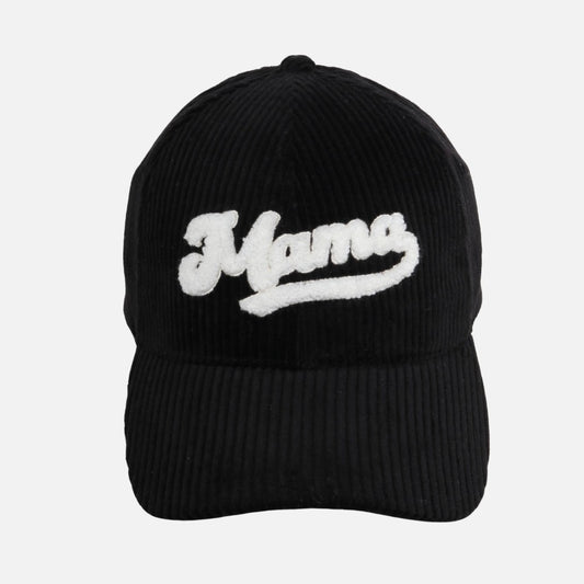 Mama' Chenille Patch Corduroy Embroidered Baseball Cap Black