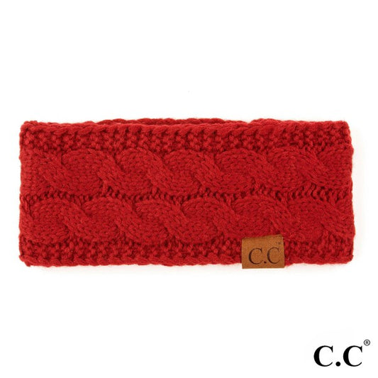 Red CC Solid Cable Knit Headwrap Red