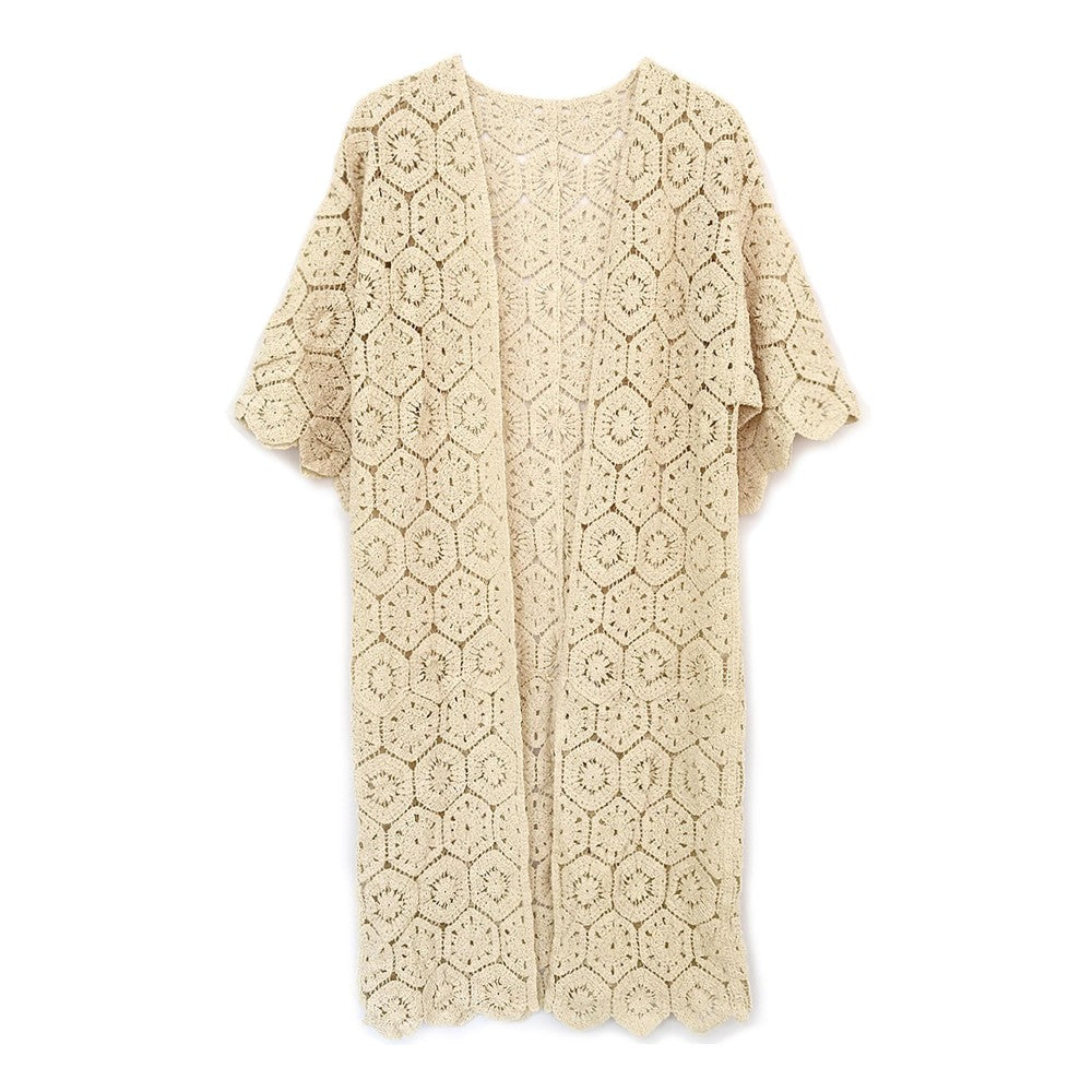 Hexagon Crochet Kimono Ivory