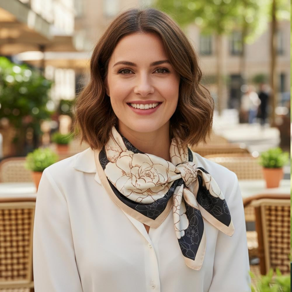 Large Flower Print Bandana Scarf