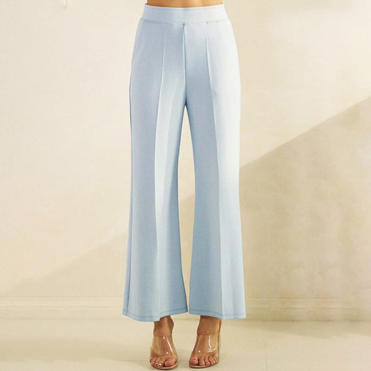 Wide-Leg Crop Pants - Light Blue Light Blue