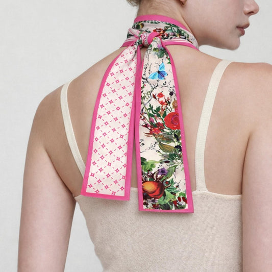 Do Everything In Love Flowers & Butterflies Skinny Scarf Pink