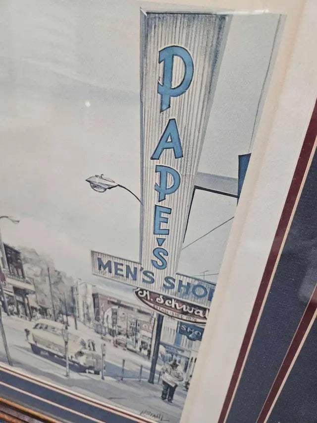 Framed and Matted Vintage Mainstreet picture, H. Stahl