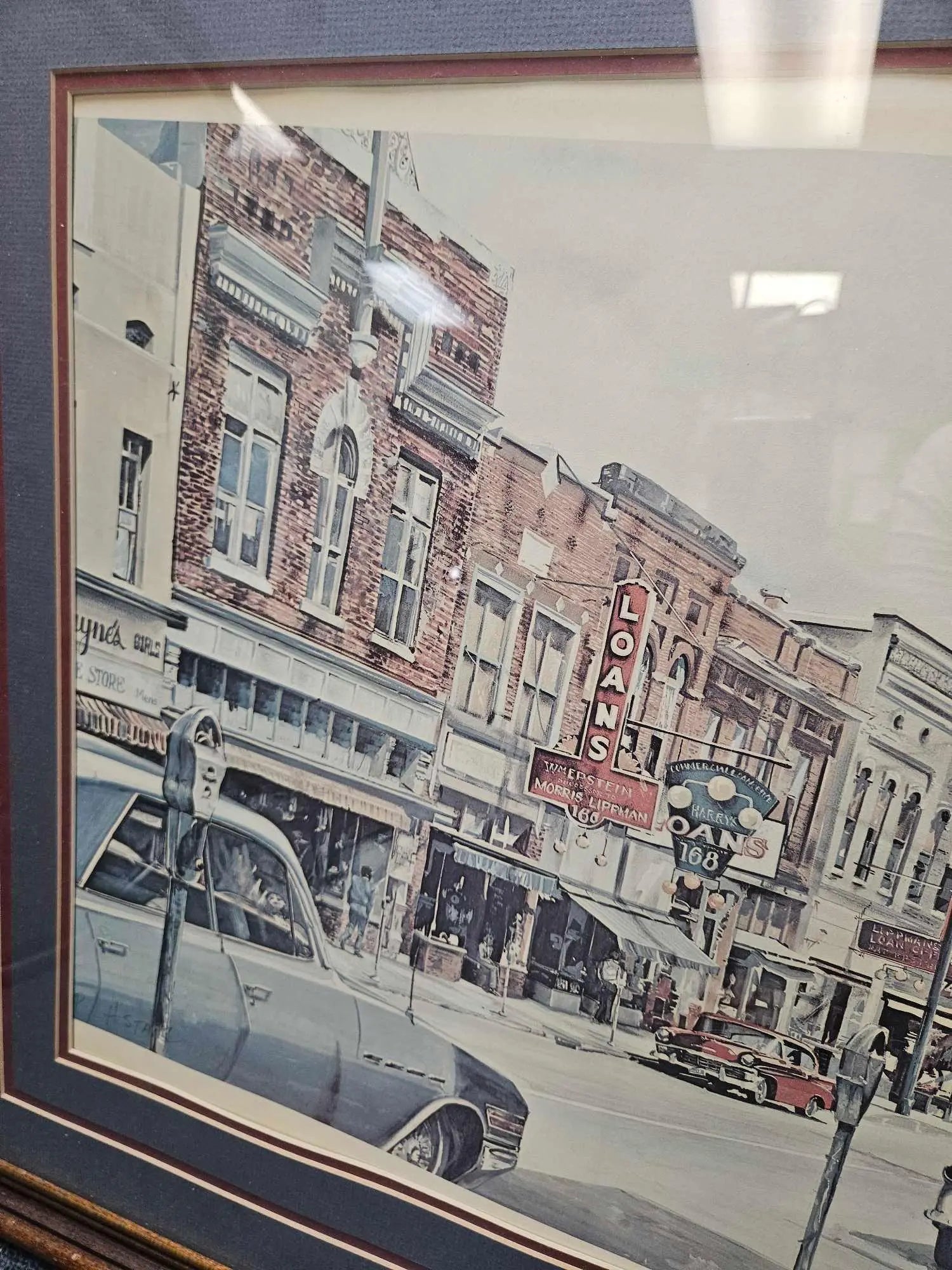 Framed and Matted Vintage Mainstreet picture, H. Stahl