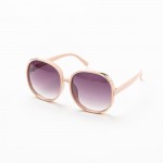Oversize Round Sunglasses With Gold Details Blush Pink