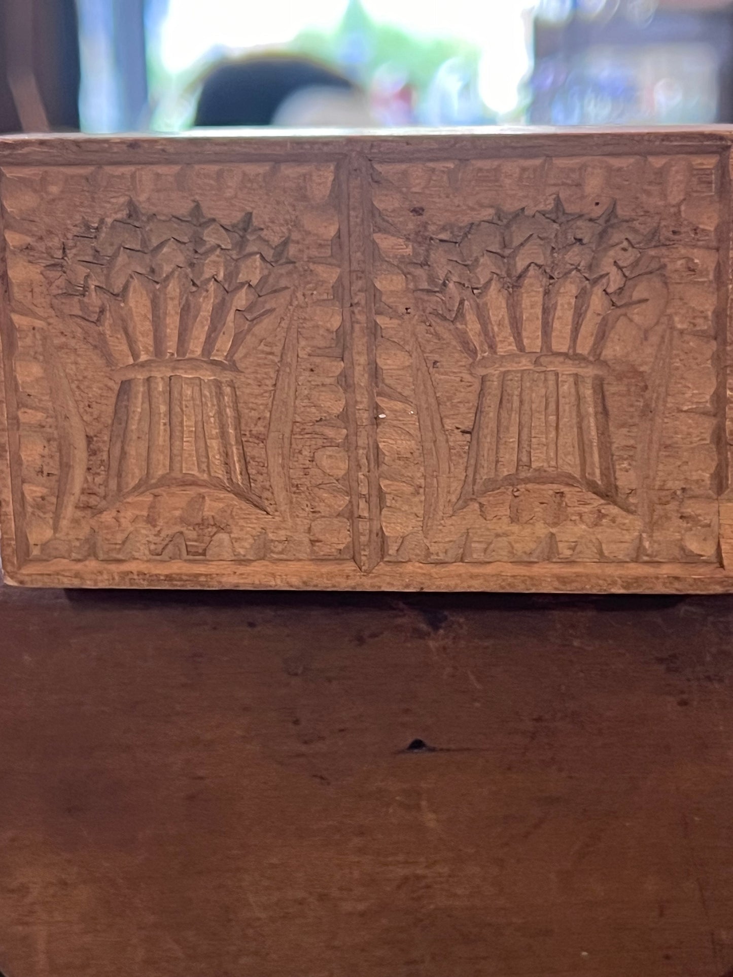 Antique Dual Wheat Bushell Butter Mold with Scraper
