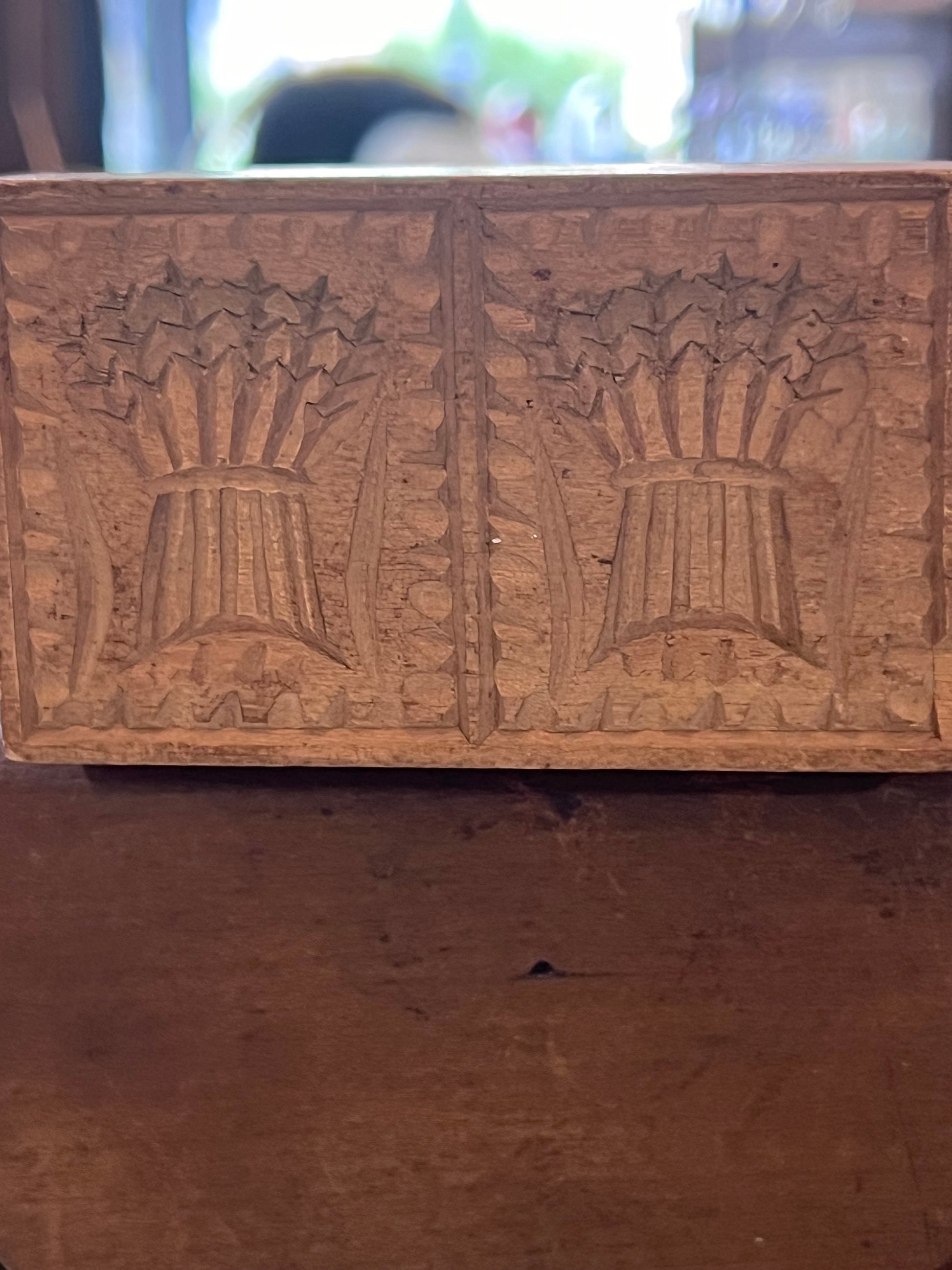 Antique Dual Wheat Bushell Butter Mold with Scraper