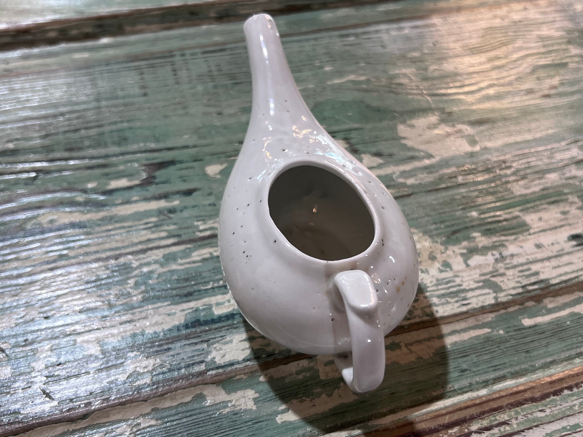 Antique Baby Invalid Feeder Cup Ironstone Pottery Air Holes