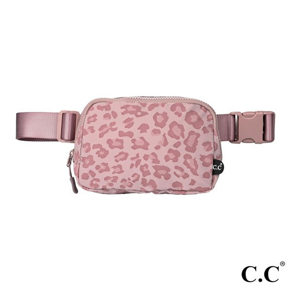 C.C Animal Print Cross Body Waterproof Mini Fanny Belt Sling Bag Rose