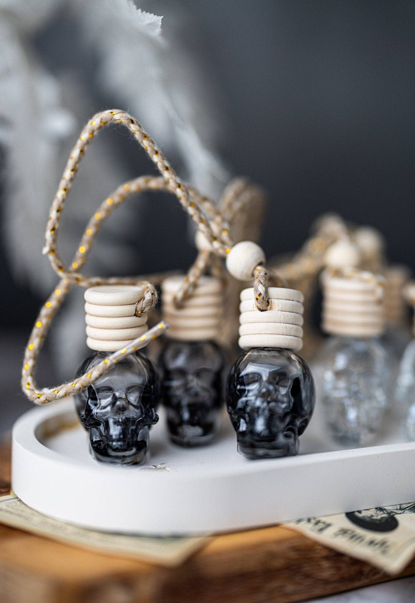 Luxury Skull Car Diffuser | Stylish Air Freshener | Spring & Summer Scent | Accessories for Her: Clear Skull / Cashmere Musk