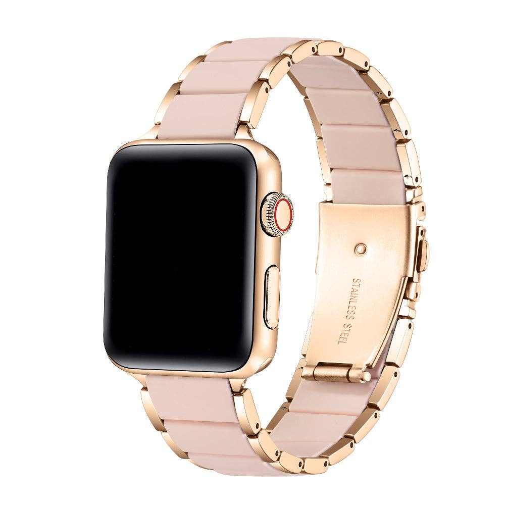 Wren Silicone + Stainless Steel Band for Apple Watch: Rose Gold / Fits All Models Posh Tech