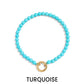 18K Gold PVD Stainless Steel Semi Precious Natural Stone Charm Keeper Bracelet: Gold / Turquoise WJW