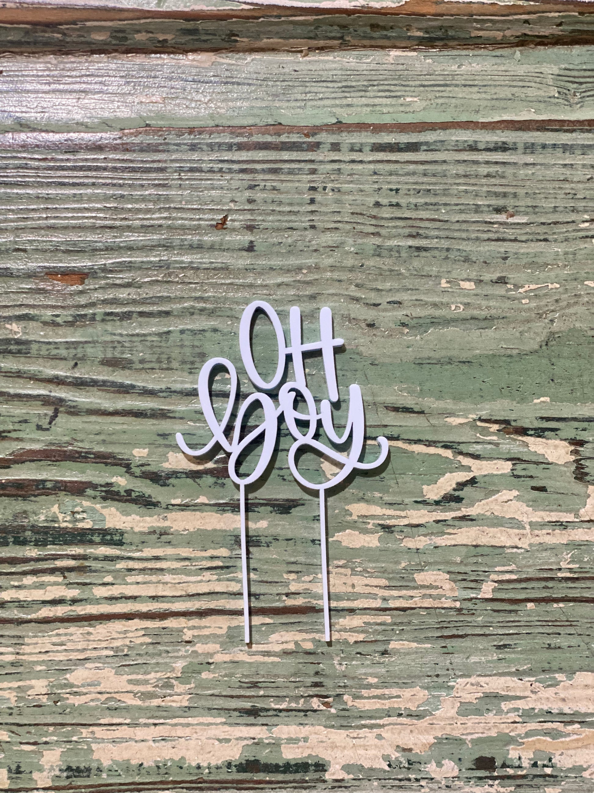 Cake Topper Light Blue “oh boy”