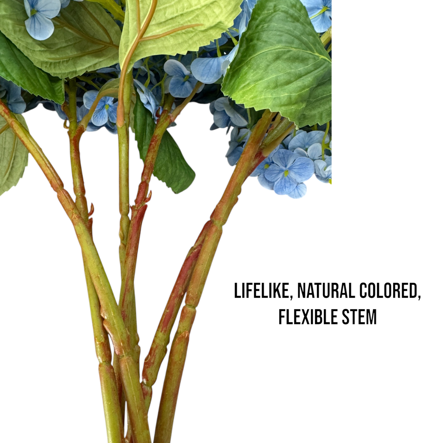 18" Realistic Real Touch Artificial Hydrangea Stem: Light Green