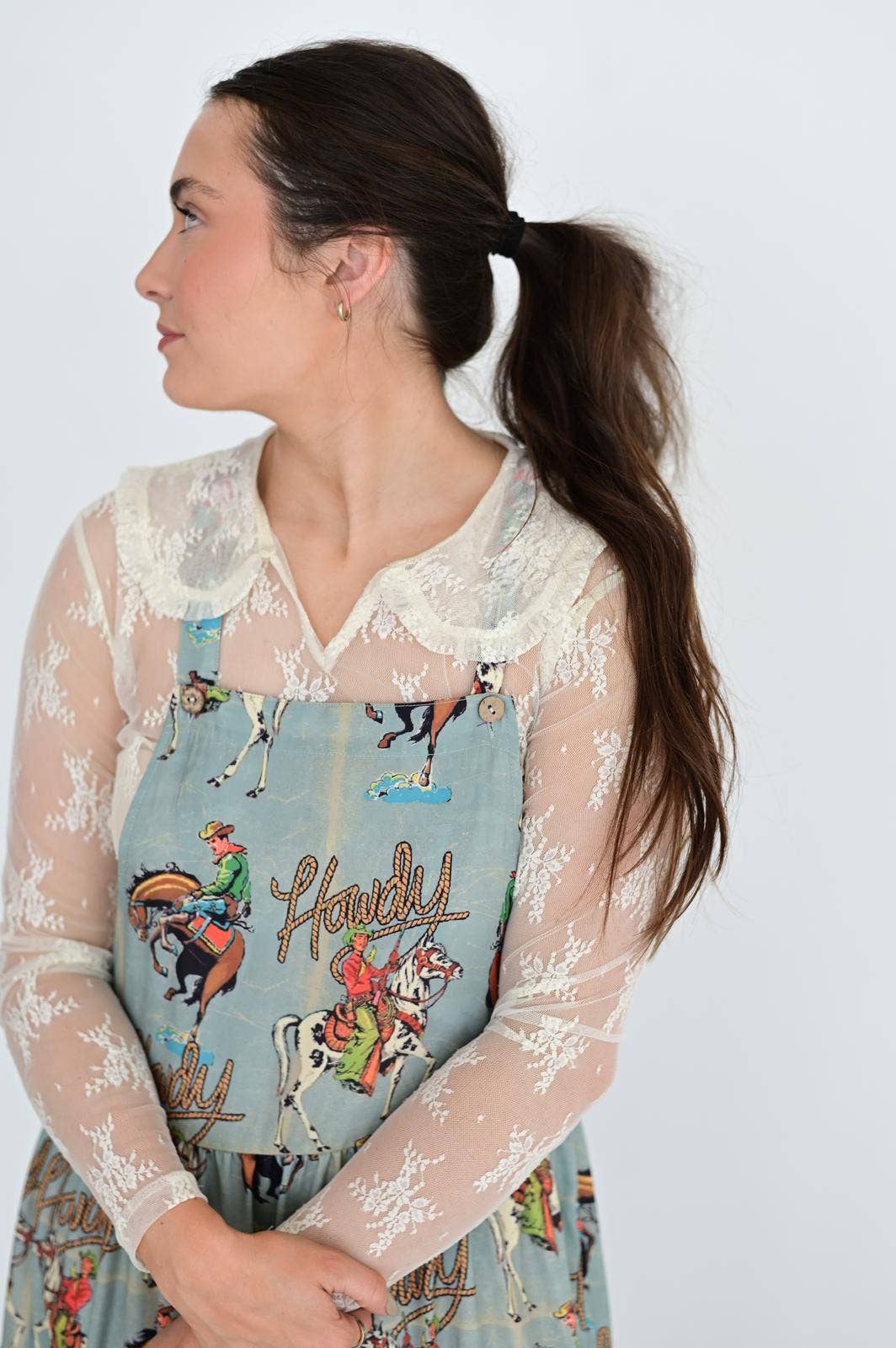 Sage Howdy Overall Dress