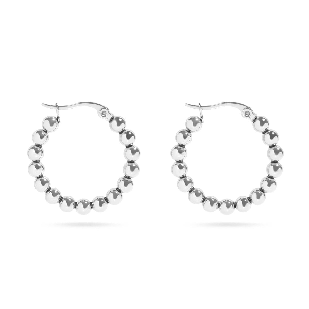 18K Gold PVD Stainless Steel Circle Ball Hoop Earrings: Gold WJW