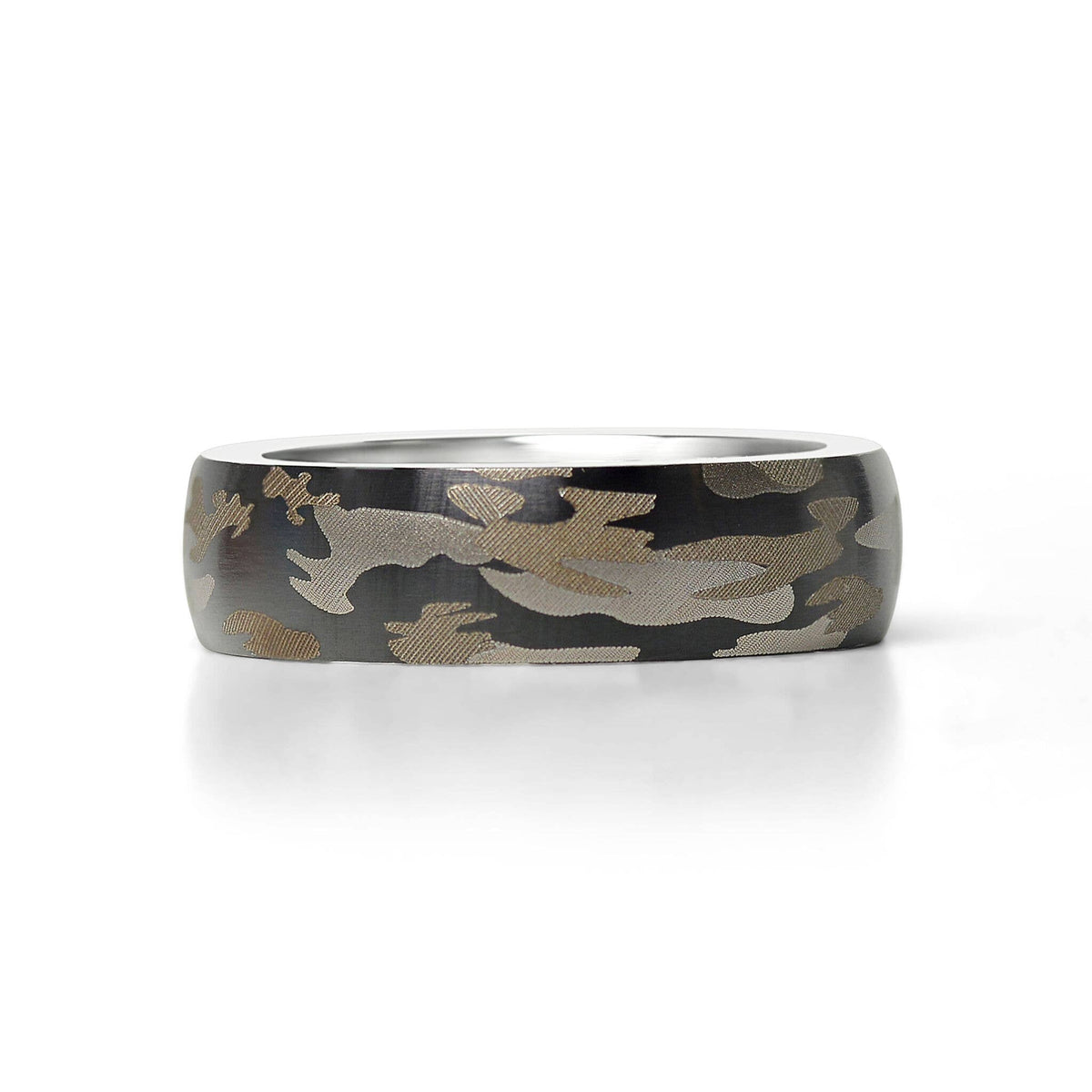 Stainless Steel Camouflage Blank Ring: 6 / 8mm WJW