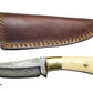 8" Perfect Hunting & Skinning Damascus Steel Fixed Blade Knife | Handmade 1095 4340 Carbon Mix Hand Pounded | Camel Bone Grip ideal for Outdoor Camping includes Sheath - The Mustard Seed Collection, The Seed