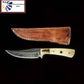 8" Perfect Hunting & Skinning Damascus Steel Fixed Blade Knife | Handmade 1095 4340 Carbon Mix Hand Pounded | Camel Bone Grip ideal for Outdoor Camping includes Sheath - The Mustard Seed Collection, The Seed