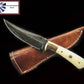 8" Perfect Hunting & Skinning Damascus Steel Fixed Blade Knife | Handmade 1095 4340 Carbon Mix Hand Pounded | Camel Bone Grip ideal for Outdoor Camping includes Sheath - The Mustard Seed Collection, The Seed