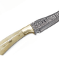 8" Perfect Hunting & Skinning Damascus Steel Fixed Blade Knife | Handmade 1095 4340 Carbon Mix Hand Pounded | Camel Bone Grip ideal for Outdoor Camping includes Sheath - The Mustard Seed Collection, The Seed