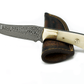 8" Handmade Damascus Steel Hunting & Skinning Knife with Camel Bone Handle, Carbon Steel Blade & Leather Sheath