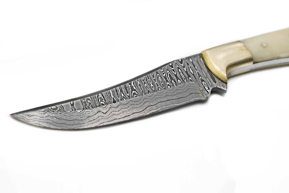 8" Perfect Hunting & Skinning Damascus Steel Fixed Blade Knife | Handmade 1095 4340 Carbon Mix Hand Pounded | Camel Bone Grip ideal for Outdoor Camping includes Sheath - The Mustard Seed Collection, The Seed