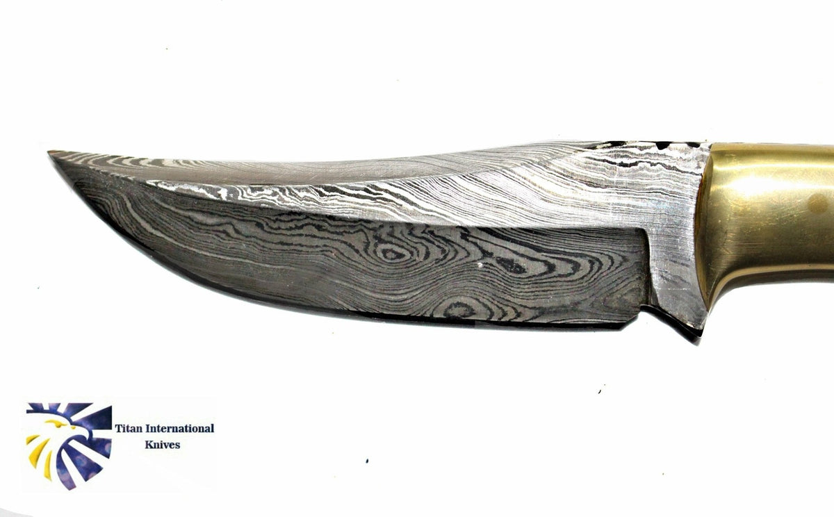 8" Perfect Hunting & Skinning Damascus Steel Fixed Blade Knife | Handmade 1095 4340 Carbon Mix Hand Pounded | Camel Bone Grip ideal for Outdoor Camping includes Sheath - The Mustard Seed Collection, The Seed