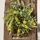 8" Yellow & Green Leaf Wreath / Candle Ring - The Mustard Seed Collection, The Seed