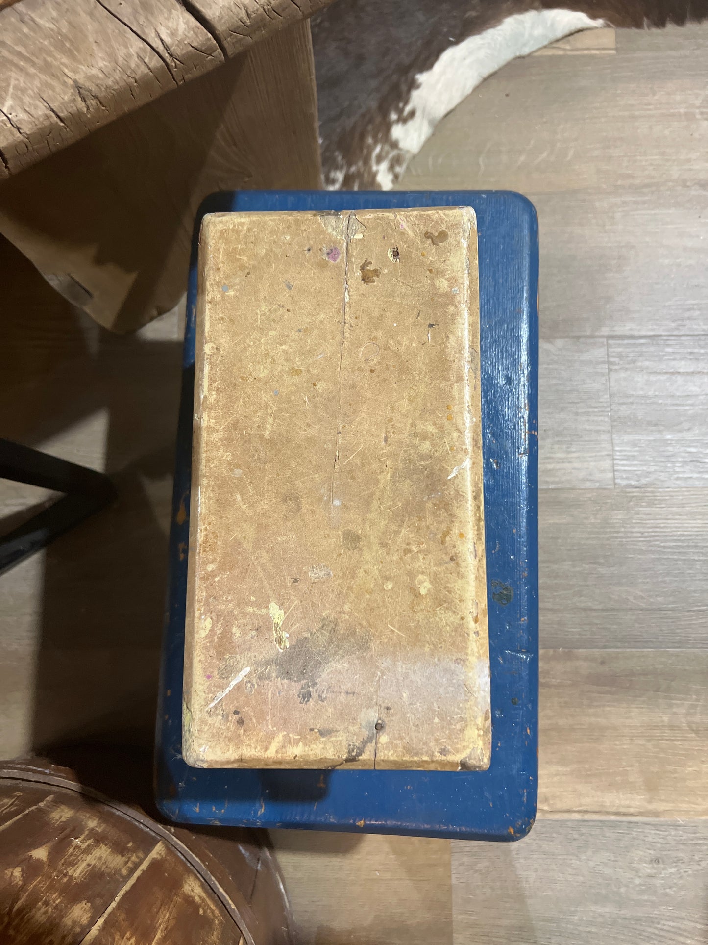 Painted White Chippy Vintage Wooden Stool