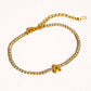 Chaplin 18K Gold Non-Tarnish Rhinestone Letter Bracelet: Yellow Gold / O