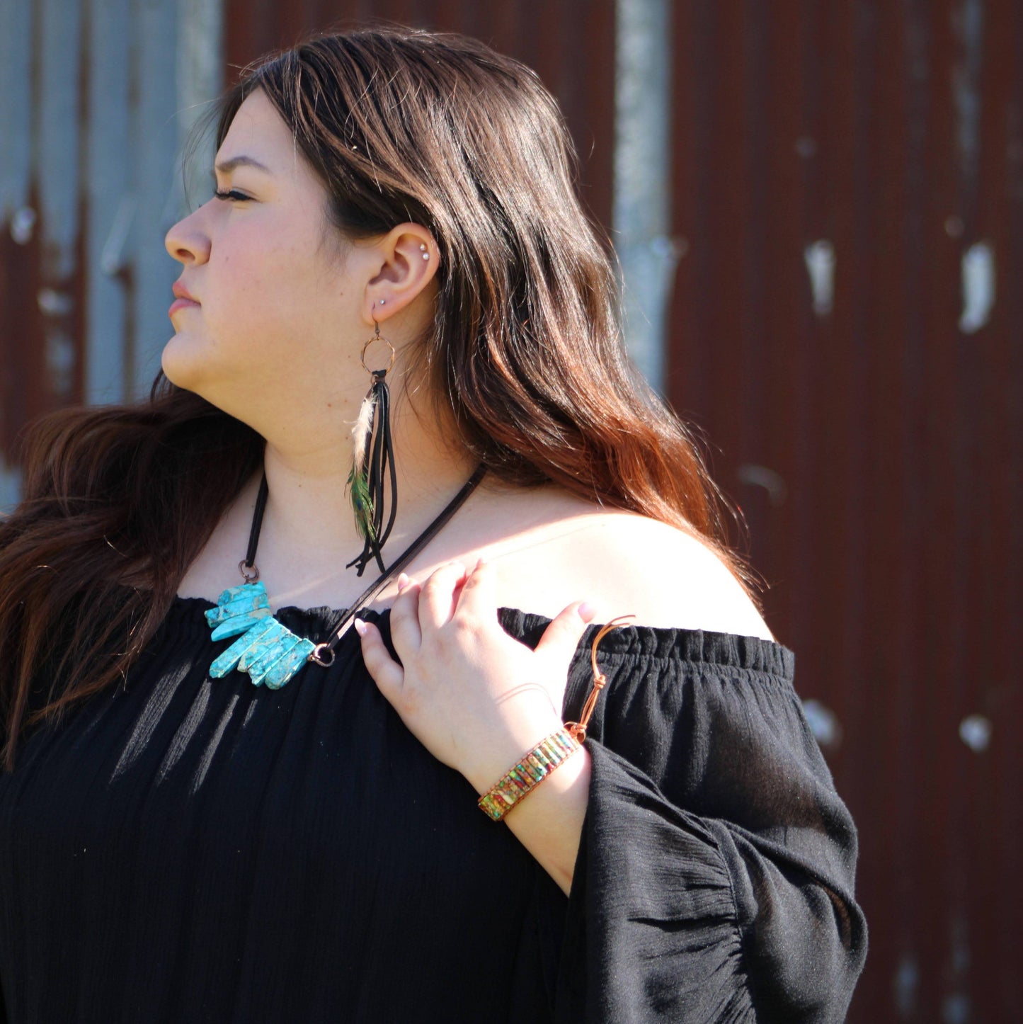 Woven Regalite Stacked Stone Bracelet - Multi