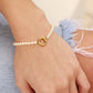 Beaded Pearl Charm Holder Bracelet: White / Stainless WJW