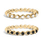 18k Gold PVD Coated Beaded Stainless Steel CZ Stacking Ring: Clear / 10 WJW
