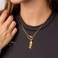 18K Gold PVD Paperclip Carabiner Necklace: Gold / 16+2" WJW