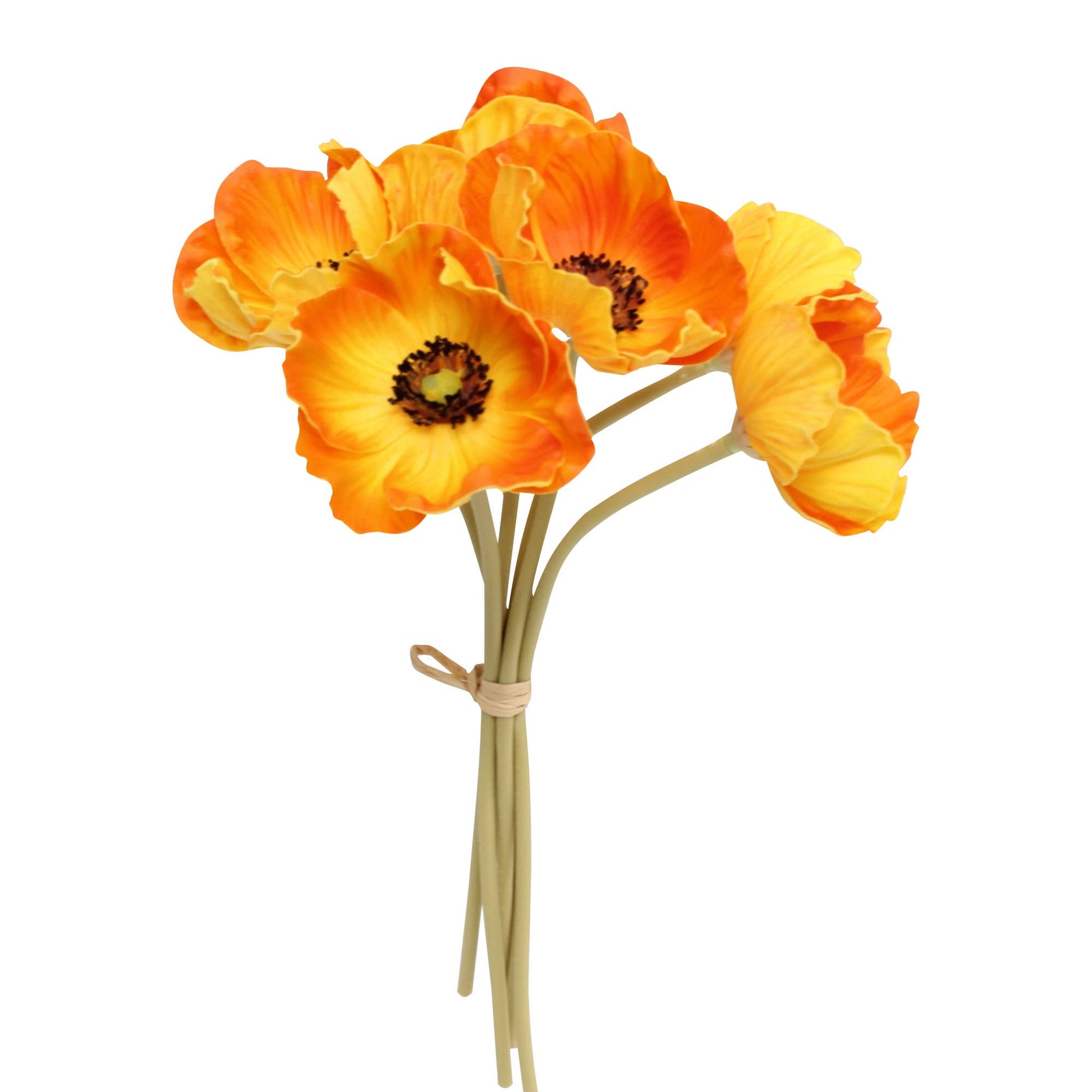 11" Real Touch Poppy-6 stems per bundle: Peach Bellini