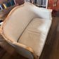 White Distressed Upholstered Settee