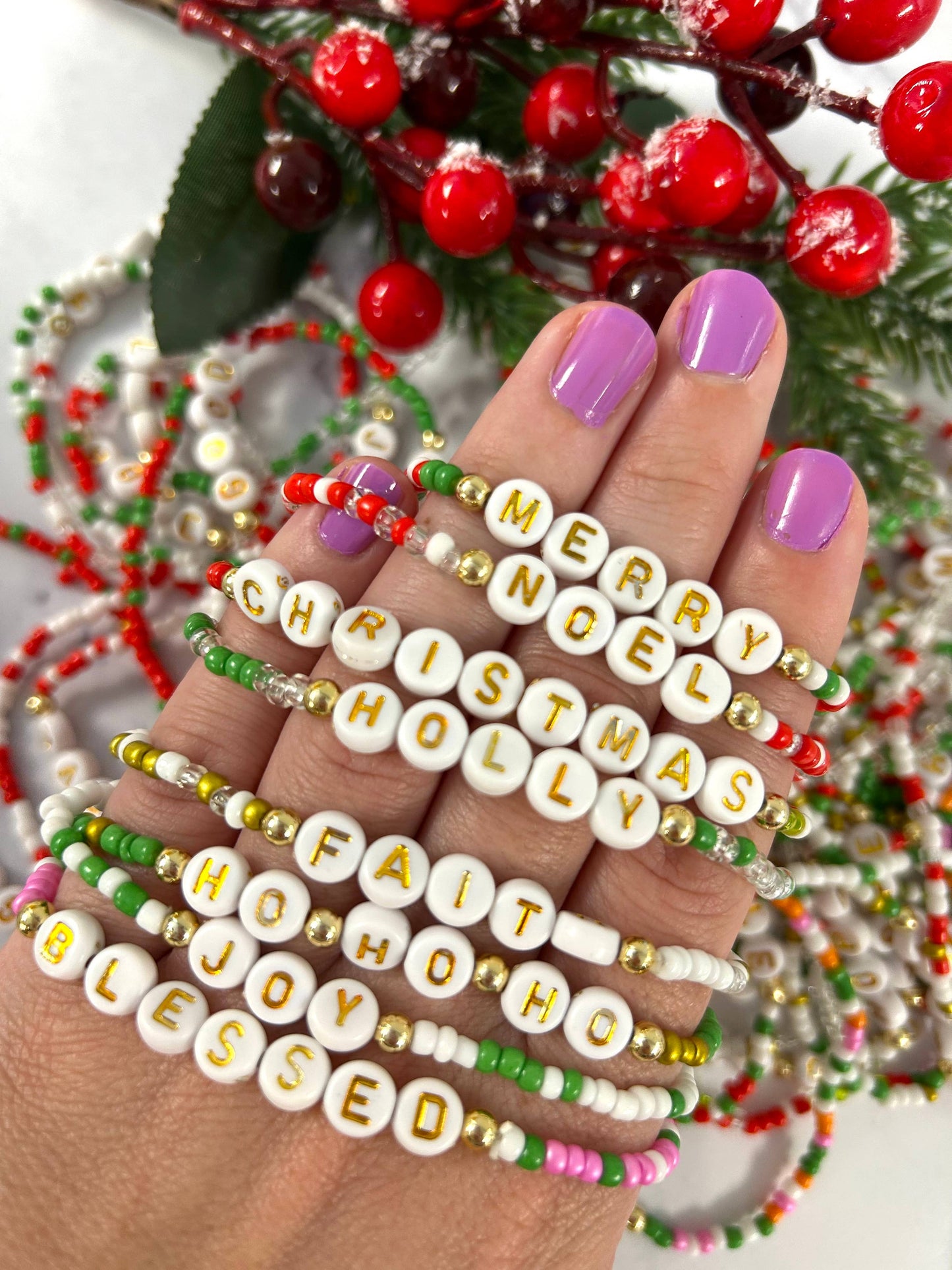 Christmas Holiday Stretchy Bracelets