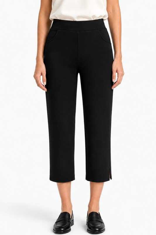 Stretch Scuba Capri Pants – Sleek Comfort Fit: Black MIO WHOLESALE