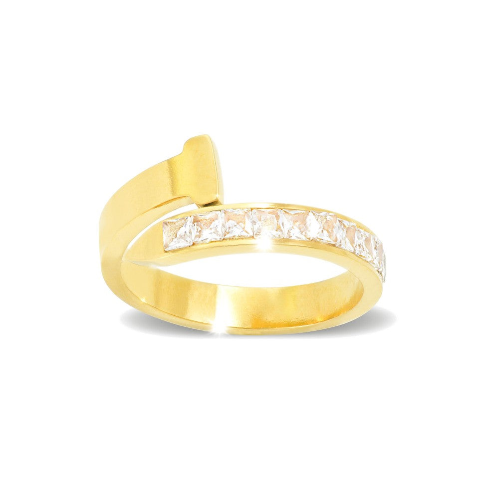 Flat Metal Nail Knuckle Ring With Rhinestone Details