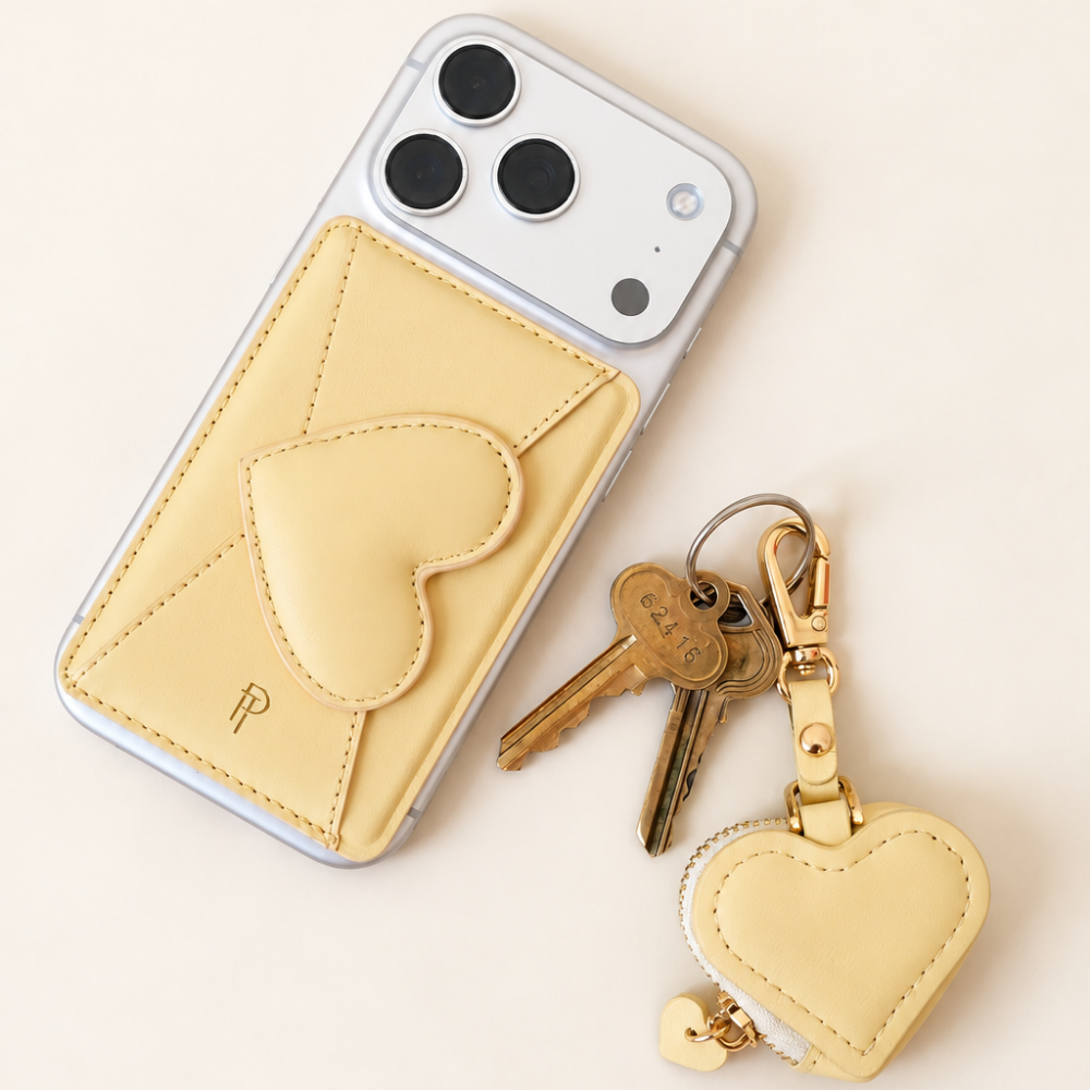 Heart Leather Bag Charm for Airtag®: Black Posh Tech