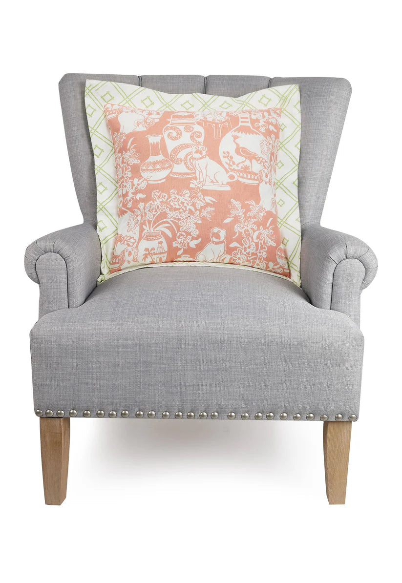 Dog Vase Rose Printed Pillow