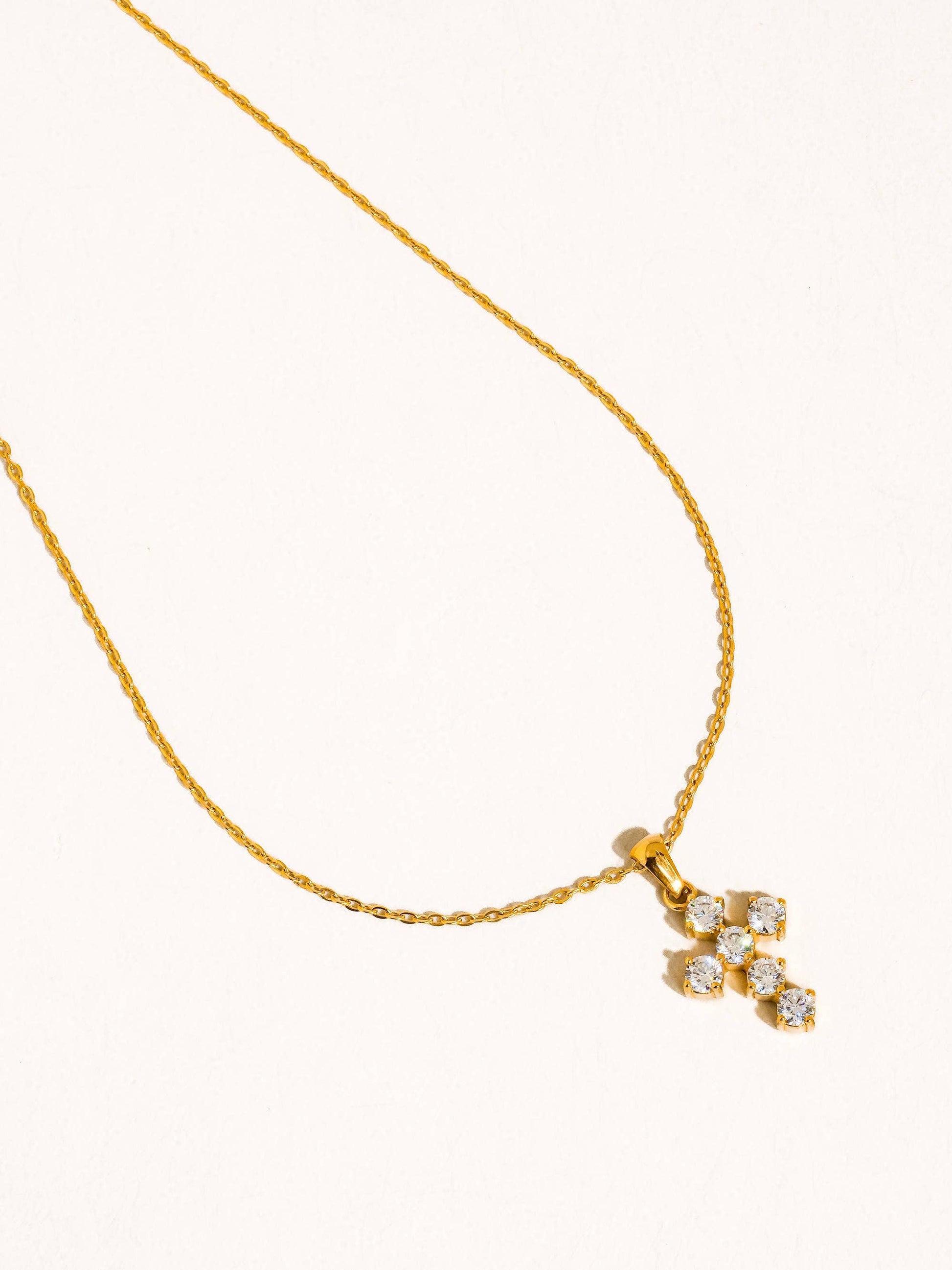 Raimon 18K Gold Non-Tarnish Dainty Cross Necklace: Yellow Gold