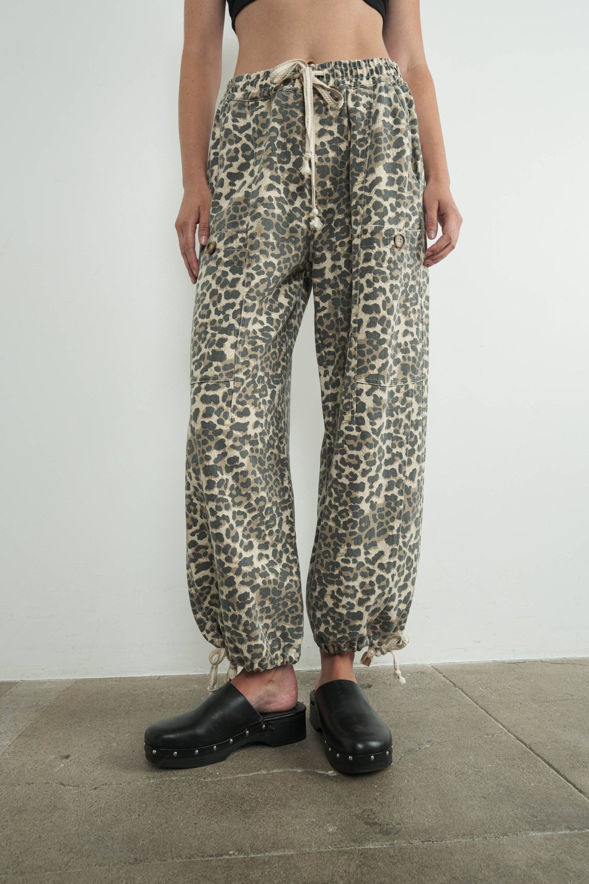 Leopard Print Relaxed Fit Pull-On Pants