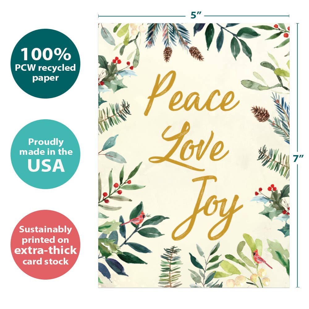 Peace Joy Watercolor Holiday