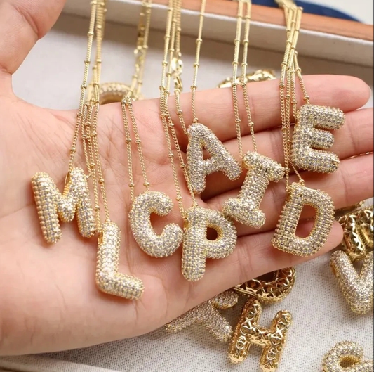✨Trendy Bubble Initial Necklaces✨: C