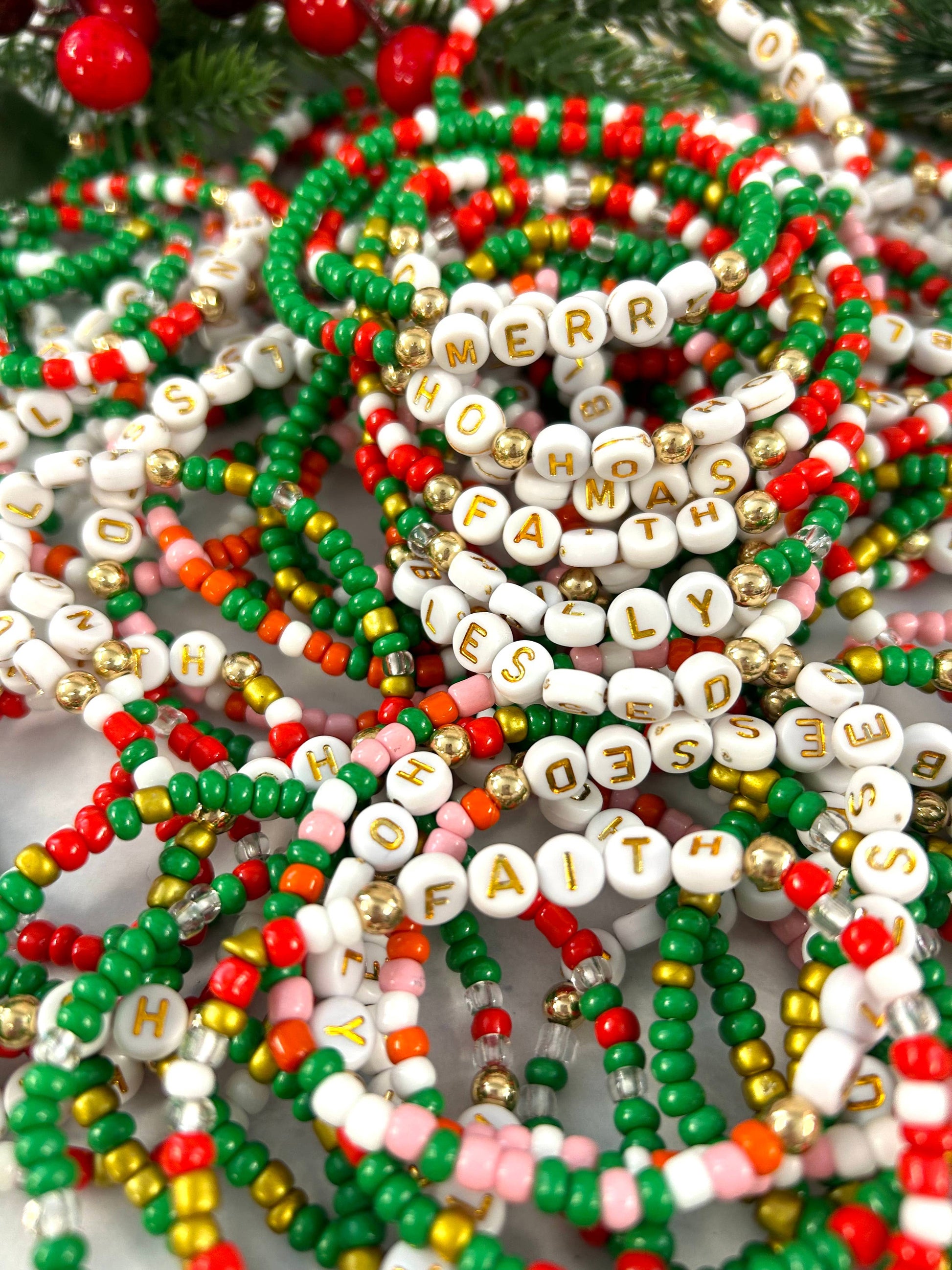Christmas Holiday Stretchy Bracelets